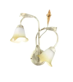 Applique 2 luci "lucrezia" in metallo color avorio, e14