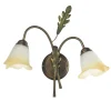 Applique 2 luci "quercia" in ferro e vetro, e14