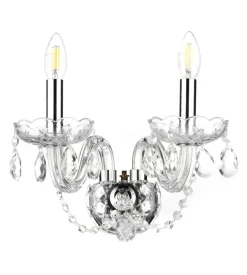 Applique a 2 luci "svetlana" cristallo/cromo, e14