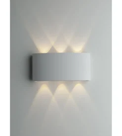 Applique a led "beetle" in alluminio bianco, 17x8x4 cm