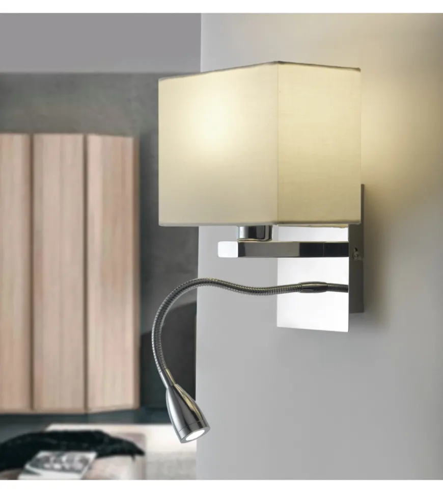 Applique "bed" led in metallo e tessuto, e14