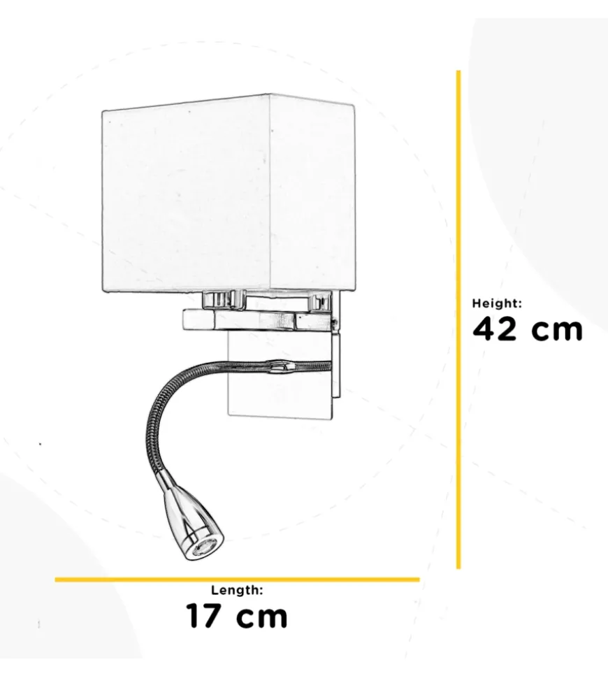 Applique "bed" led in metallo e tessuto, e14