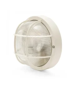 Applique bianca tonda in plastica e vetro e27, 60w