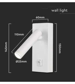 Applique da hotel  bianca per lettura 2w, 3000k