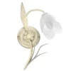 Applique floreale in metallo color avorio, e14
