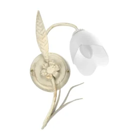 Applique floreale in metallo color avorio, e14