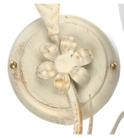 Applique floreale in metallo color avorio, e14