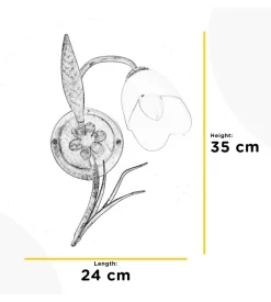 Applique floreale in metallo color avorio, e14