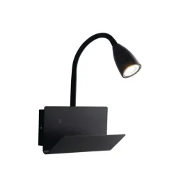 Applique "gulp" metallo nero con attacco usb, 8w