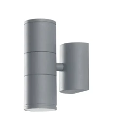 Applique "jump" in alluminio rifinito argento con doppia illuminazione, 35w