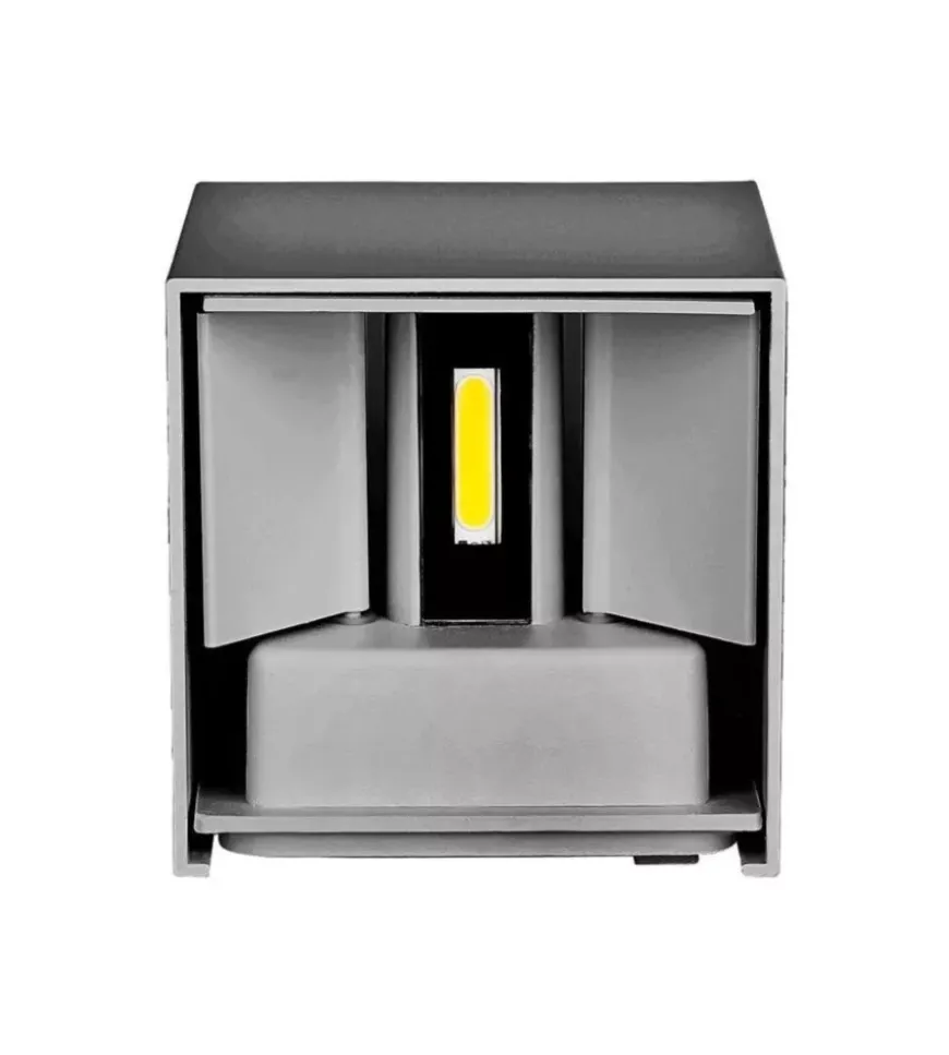 Applique led da esterno quadrata a doppio fascio luminoso vtac grigio 3000k