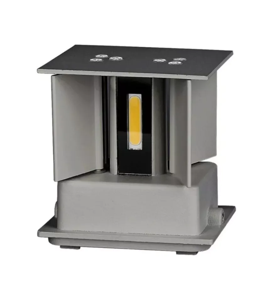 Applique led da esterno quadrata a doppio fascio luminoso vtac grigio 3000k