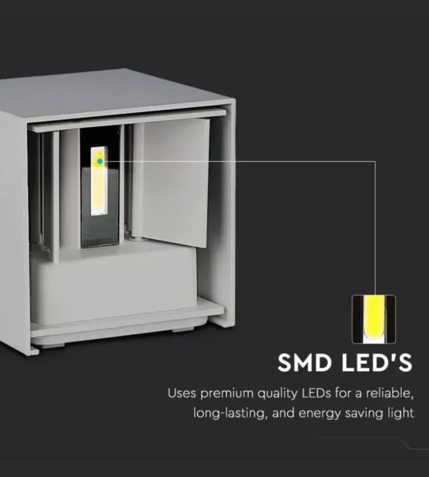 Applique led da esterno quadrata a doppio fascio luminoso vtac grigio 3000k
