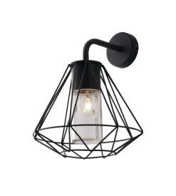 Applique "mandala" in metallo nero con diffusore in vetro, ø29,5x36 cm