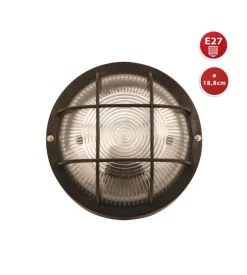 Applique nera tonda in plastica e vetro e27, 60w