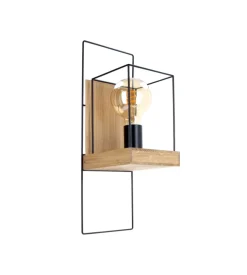 Applique onli "lorken" legno di pino e metallo, e27