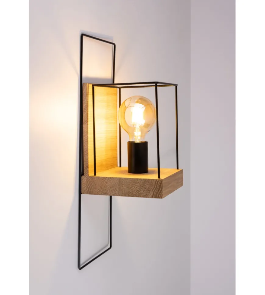 Applique onli "lorken" legno di pino e metallo, e27