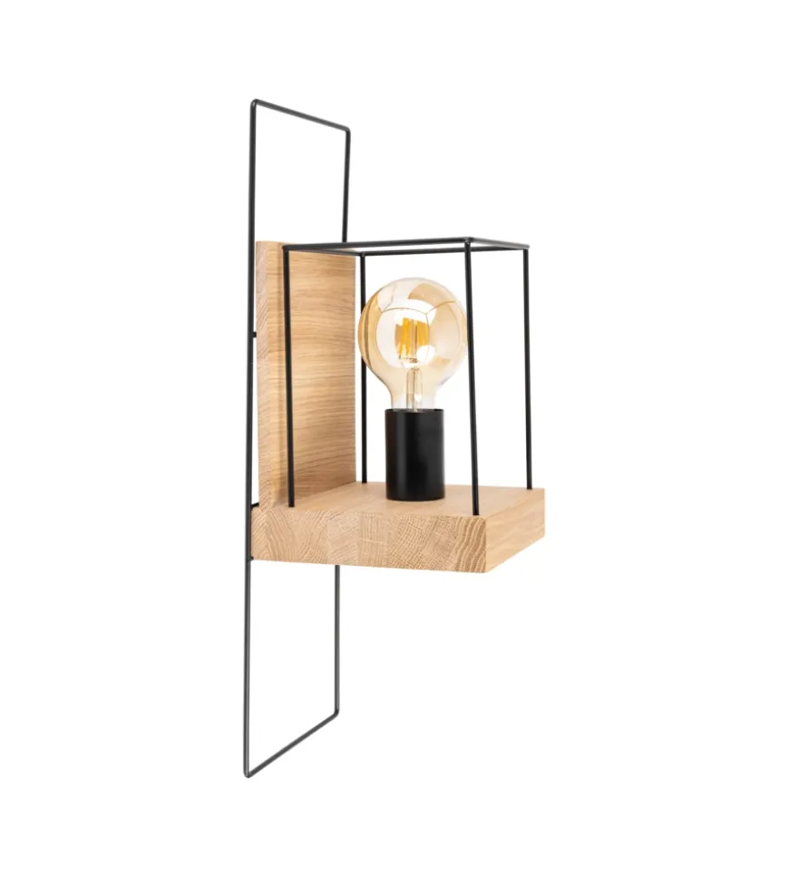 Applique onli "lorken" legno di pino e metallo, e27