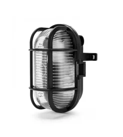 Applique ovale in plastica nera e vetro e27, 60w