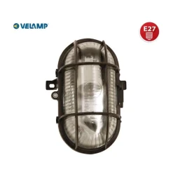 Applique ovale in plastica nera e vetro e27, 60w