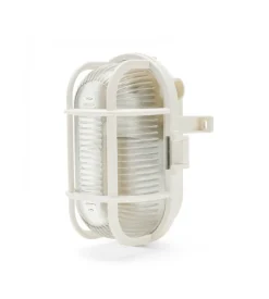 Applique ovale in plastica bianca e vetro e27, 60w