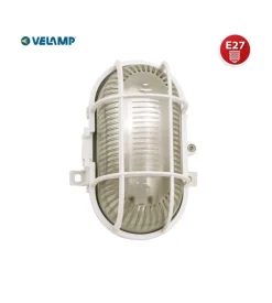 Applique ovale in plastica bianca e vetro e27, 60w