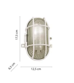 Applique ovale in plastica bianca e vetro e27, 60w