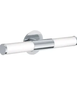 Applique "palmera" in vetro bianco e cromo, e14.