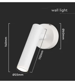 Applique slim da hotel bianca per lettura 2w, 4000k