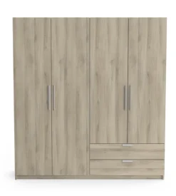 Armadio 4 ante 2 cassetti quercia 178x51,4x191,5 cm