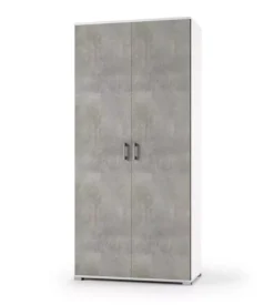 Armadio 2 ante bianco e cemento 90x45x195 cm