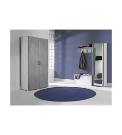 Armadio 2 ante bianco e cemento 90x45x195 cm