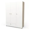 Armadio 2 ante e 1 cassetto "izzy" colore bianco opaco e quercia, 134,6x51,7x185,7 cm