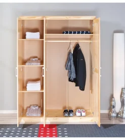 Armadio 3 ante in legno massello, 140x55x190 cm