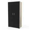 Armadio 2 ante "izzy" colore quercia e nero opaco, 90,3x51,7x185,7 cm