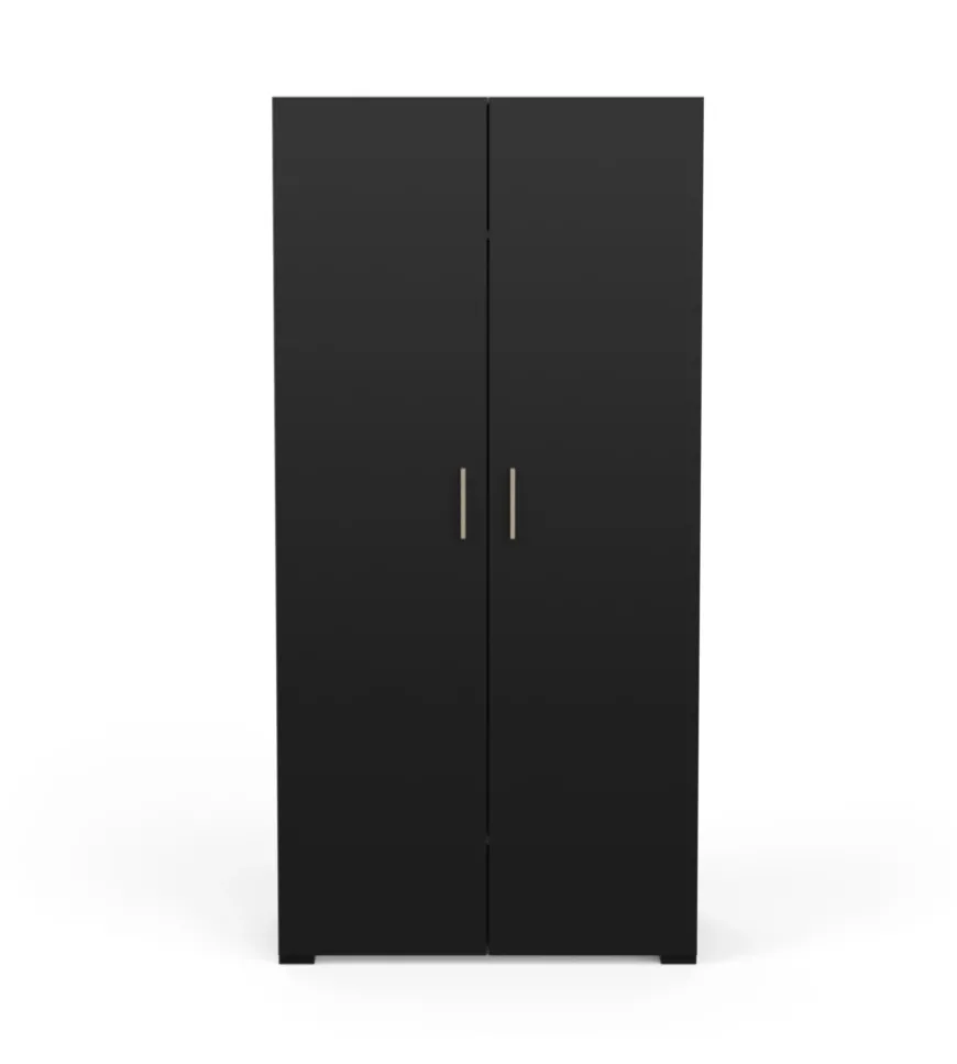 Armadio 2 ante "izzy" colore quercia e nero opaco, 90,3x51,7x185,7 cm