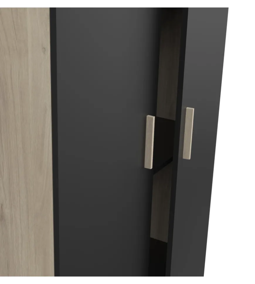 Armadio 2 ante "izzy" colore quercia e nero opaco, 90,3x51,7x185,7 cm