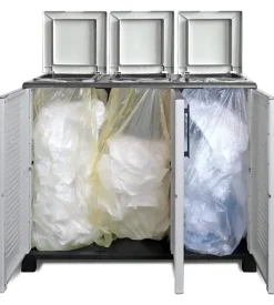 Armadio 3 ante per raccolta differenziata artplast in polipropilene grigio 102x37x90 cm