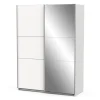 Armadio 2 ante scorrevoli "ghost" con specchio bianco 148x59,9x203 cm