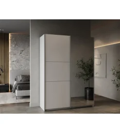 Armadio 2 ante scorrevoli "ghost" con specchio bianco 148x59,9x203 cm