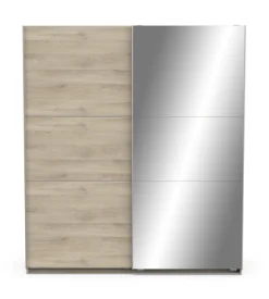 Armadio 2 ante scorrevoli "ghost" con specchio quercia 194,5x59,9x203 cm