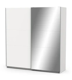 Armadio 2 ante scorrevoli "ghost" con specchio bianco 194,4x59,9x203 cm