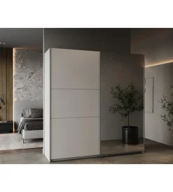 Armadio 2 ante scorrevoli "ghost" con specchio bianco 194,4x59,9x203 cm