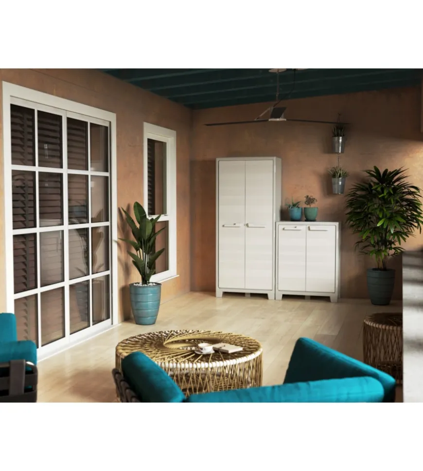 Armadio basso keter "maximo" in resina grigio chiaro 80x44x100 cm