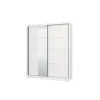 Armadio bellahome "alba" con 2 ante scorrevoli con specchio bianco, 180x59,8x215,5 cm