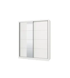Armadio bellahome "alba" con 2 ante scorrevoli con specchio bianco, 180x59,8x215,5 cm
