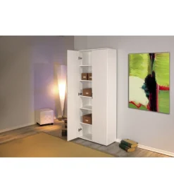 Armadio bianco con 2 ante, 70x189x34 cm