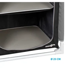 Armadio da campeggio pieghevole brunner "mobiletto azabache hs" in alluminio e poliestere nero 4 ripiani 59x48x140 cm