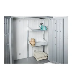 Armadio da esterno biohort "romeo l" in acciaio argento metallizzato, 132x87x140 cm - 55080