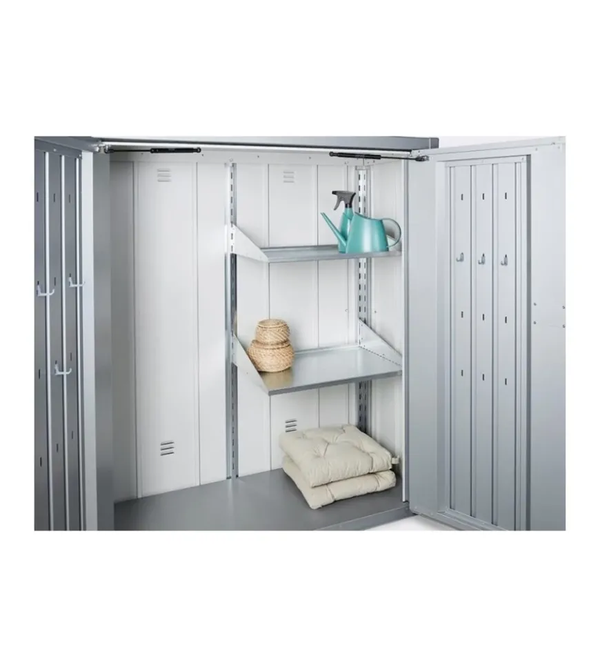 Armadio da esterno biohort "romeo m" in acciaio argento metallizzato, 132x57x140 cm - 55070